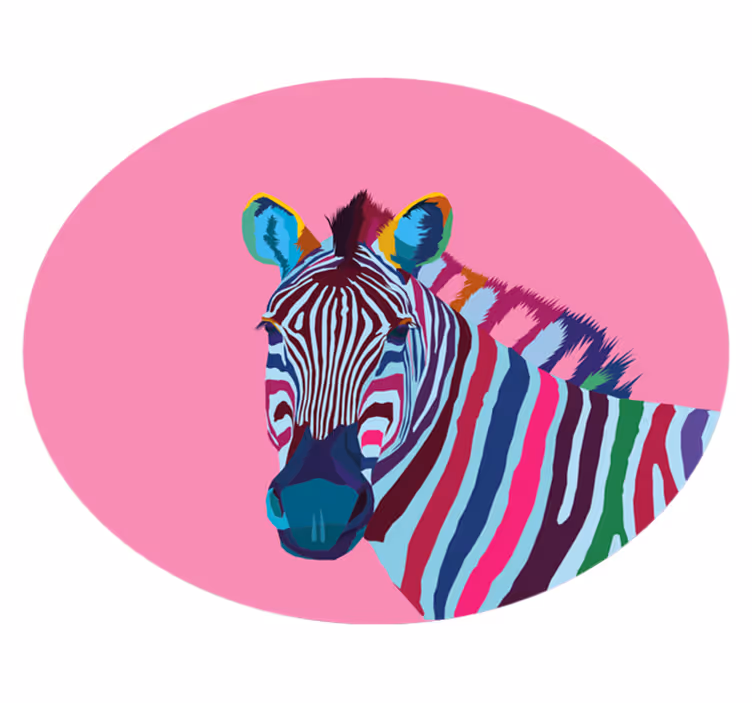 Sebra pop art dyreteppe sirkel - Tenstickers