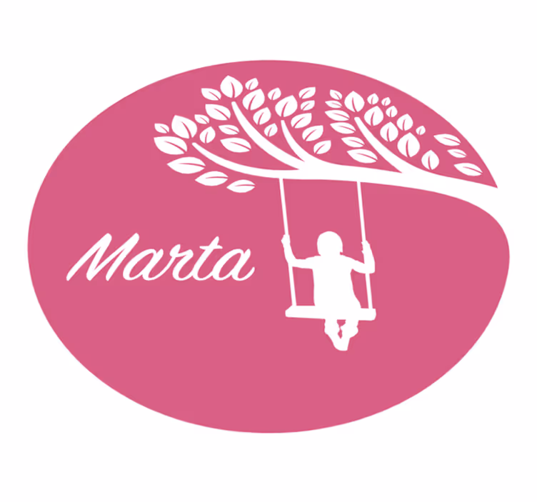Jente på sving rosa bakgrunn barn vinylteppe - Tenstickers