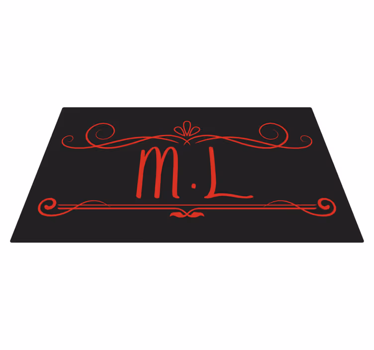 Monogram eleganse vinyl teppe med navn - Tenstickers