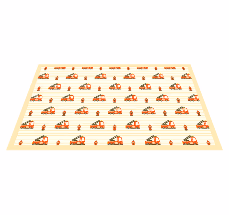 Brannbil og brann barn vinylteppe - Tenstickers