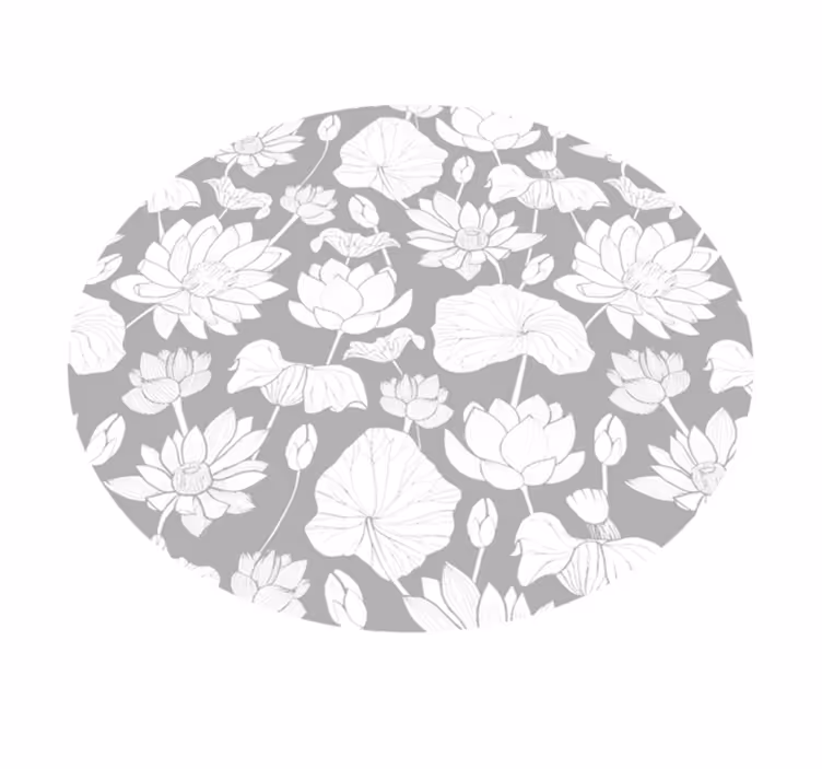 Floral monokrom vinyl teppe blomster og planter - Tenstickers