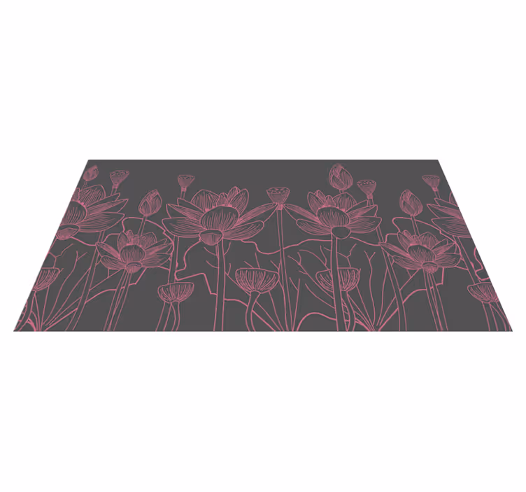 Lotusgrått og rosa blomster vinylteppe - Tenstickers