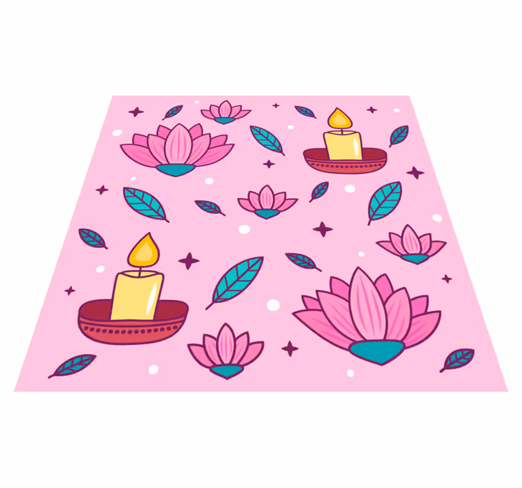 Atmosfære av lotusblomst vinyl teppe blomster og planter - Tenstickers
