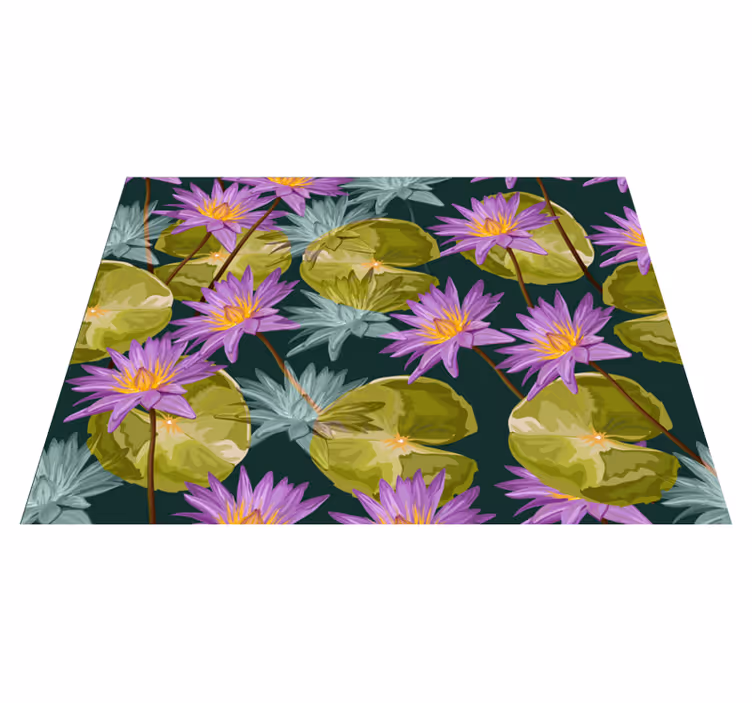 Botaniske vannliljer vinyl teppe blomster og planter - Tenstickers