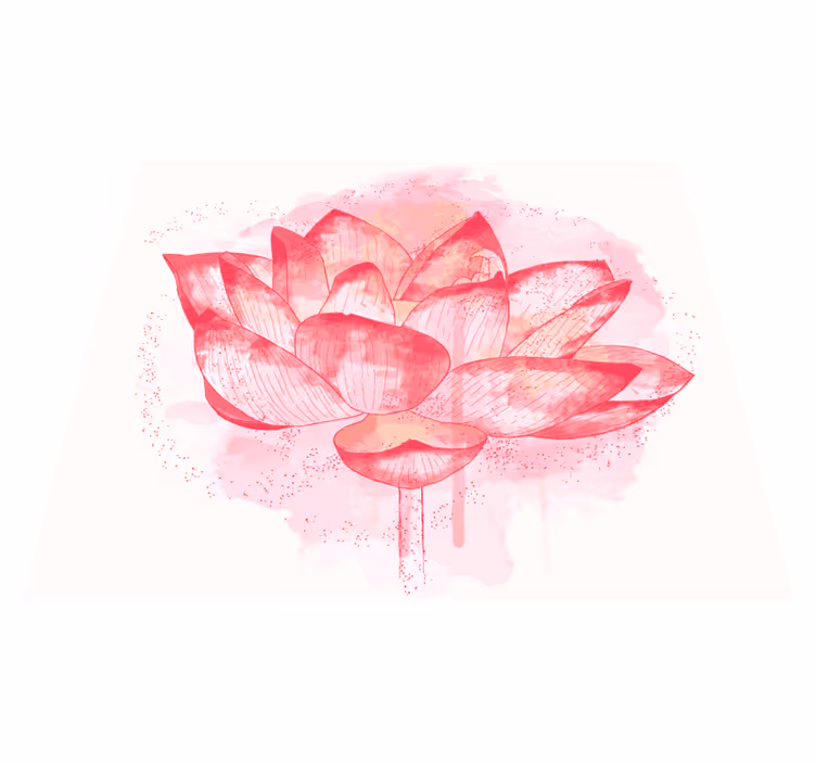 Akvarell lotus vinyl teppe blomster og planter - Tenstickers