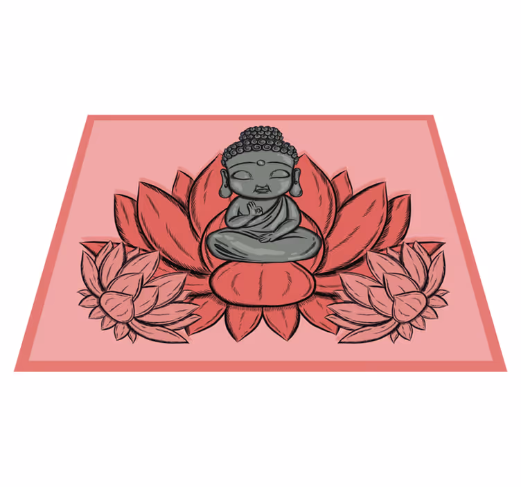 Lotus og tegneserie buddha blomsterteppe - Tenstickers
