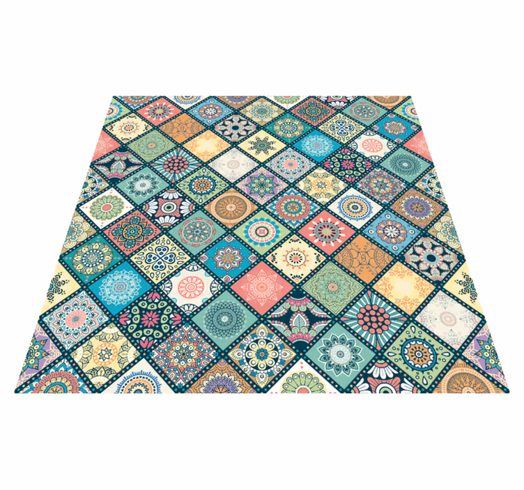 Fargerike fliser mandala vinylteppe - Tenstickers