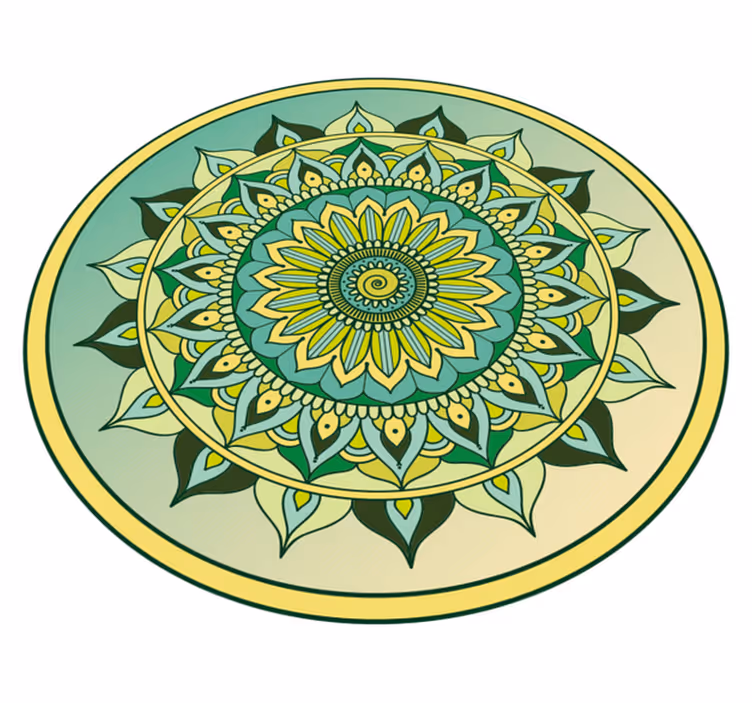 Mandala grønt ombre mandala vinylteppe - Tenstickers