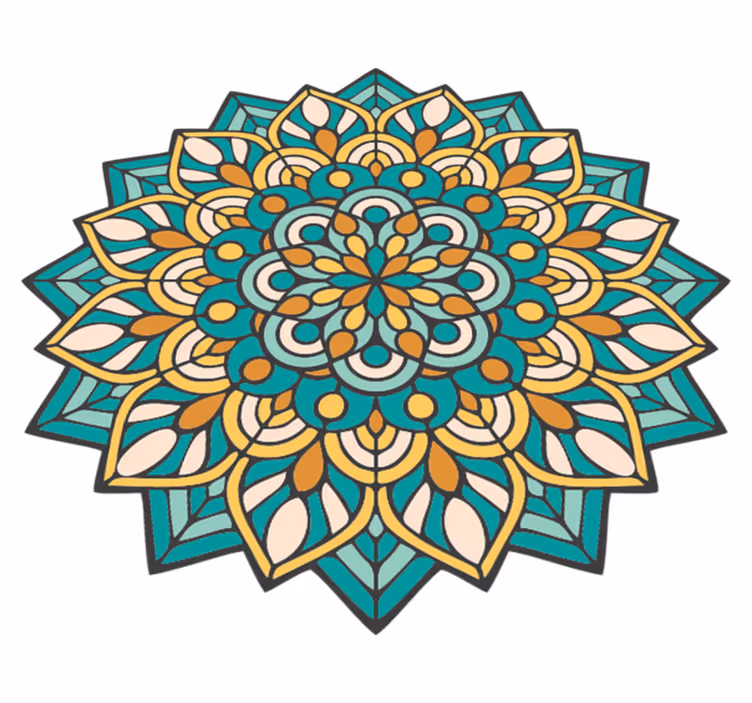 Komplekst fargerikt motiv vinyl teppe mandala - Tenstickers