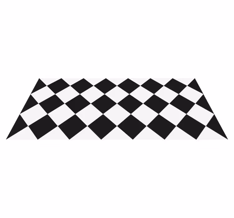 Sorte og hvite romber fliser vinyl teppe - Tenstickers