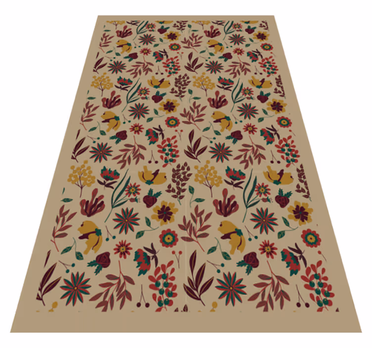 Beige blomsterblomstteppeblomster - Tenstickers