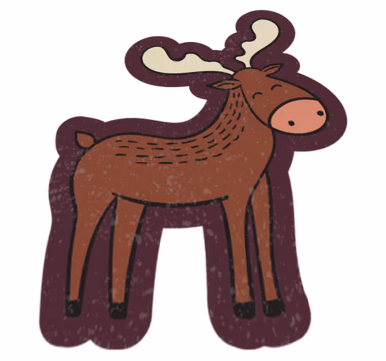 Brun elg tegneserie dyreteppe - Tenstickers