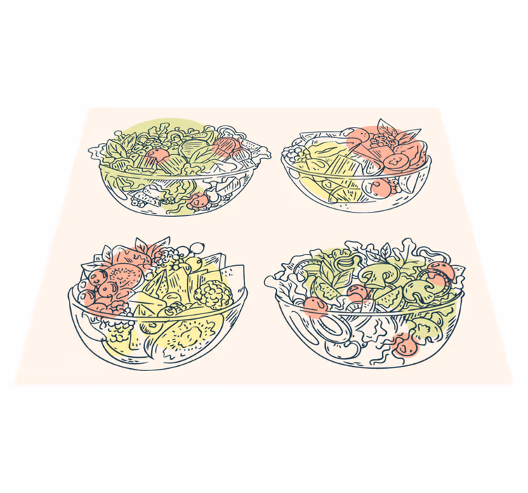 Illustrasjoner av salatskål vinyl teppe spiserom - Tenstickers