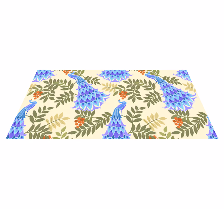 Blomsterpåfugltema vinyl teppe blomster og planter - Tenstickers