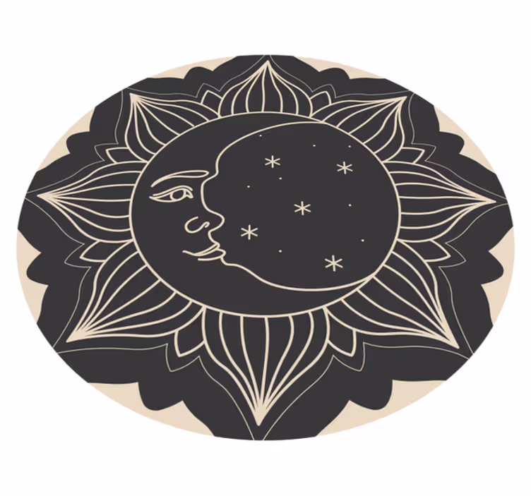Sol og måne vinyl teppe mandala - Tenstickers