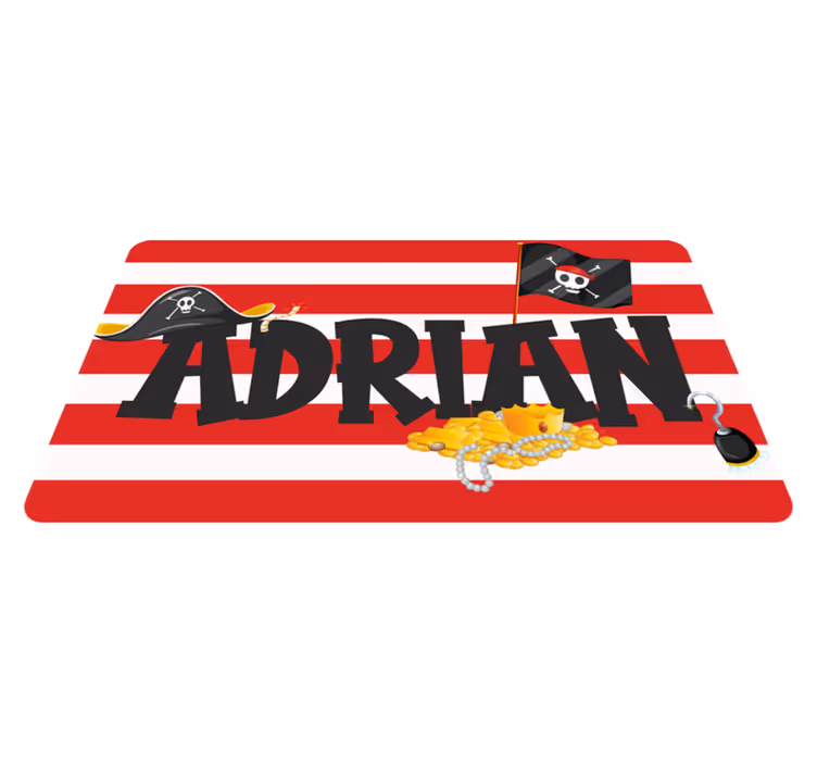 Piratskatt-tema vinyl teppe med navn - Tenstickers