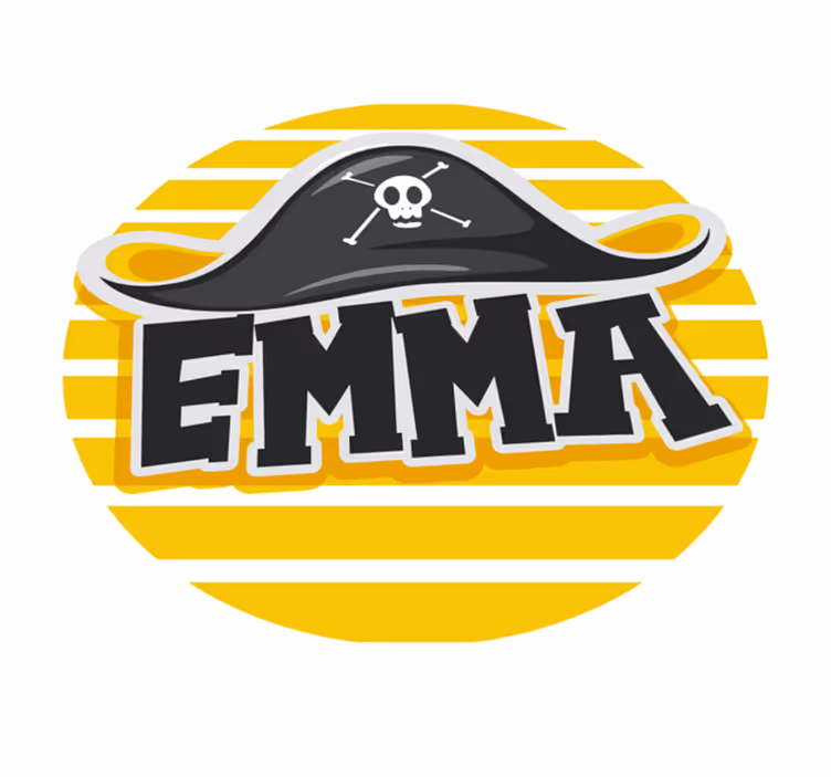 Pirat-tema vinyl teppe med navn - Tenstickers