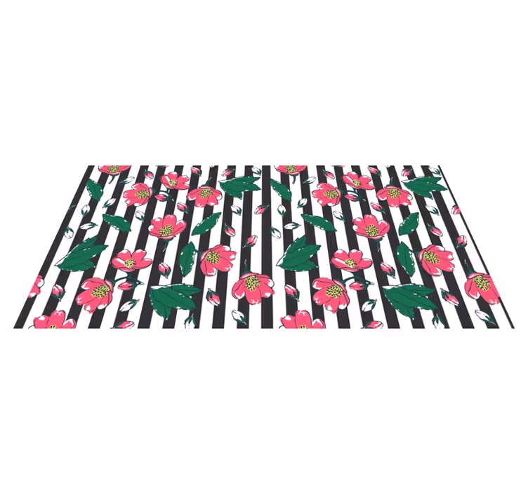 Blomsterstripet motiv vinyl teppe blomster og planter - Tenstickers