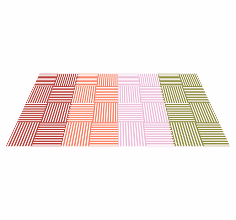 Fargerikt stripett firkantet  vinylteppe - Tenstickers