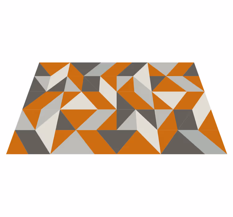 Oransje og grå abstrakte moderne geometriske vinyl teppe - Tenstickers
