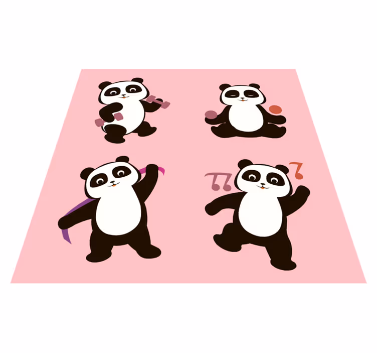 Fitness panda dyr vinyl teppe - Tenstickers