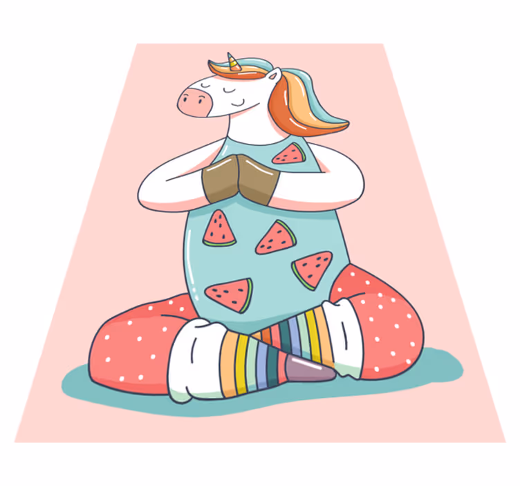 Fitness unicorn animal vinyl teppe - Tenstickers