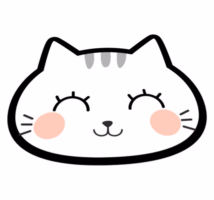 Happy cute cat face vinylteppe - Tenstickers