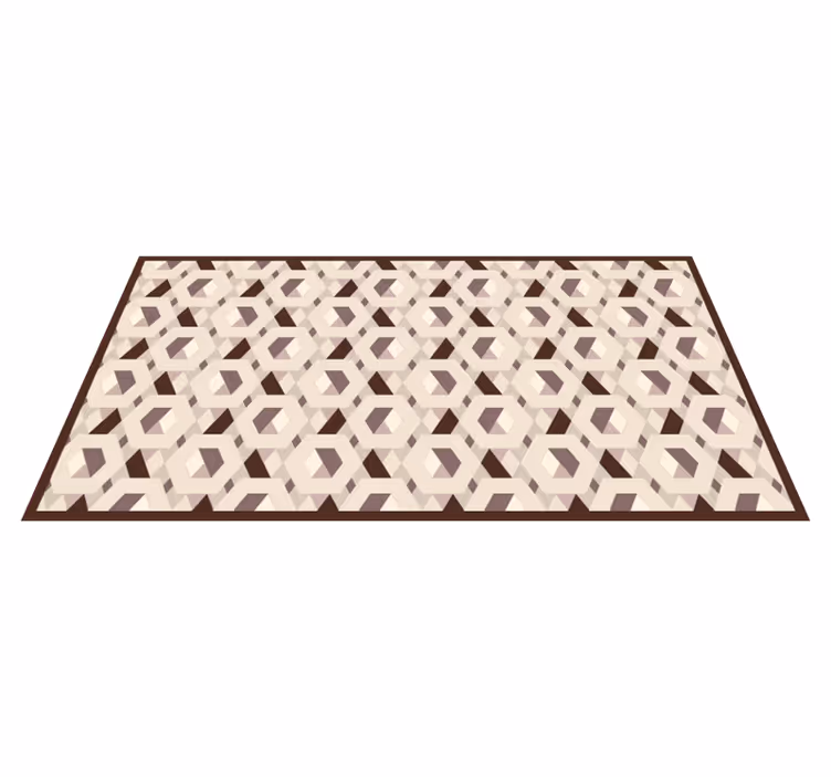 Beige sekskantmønster vinyl teppe stue - Tenstickers