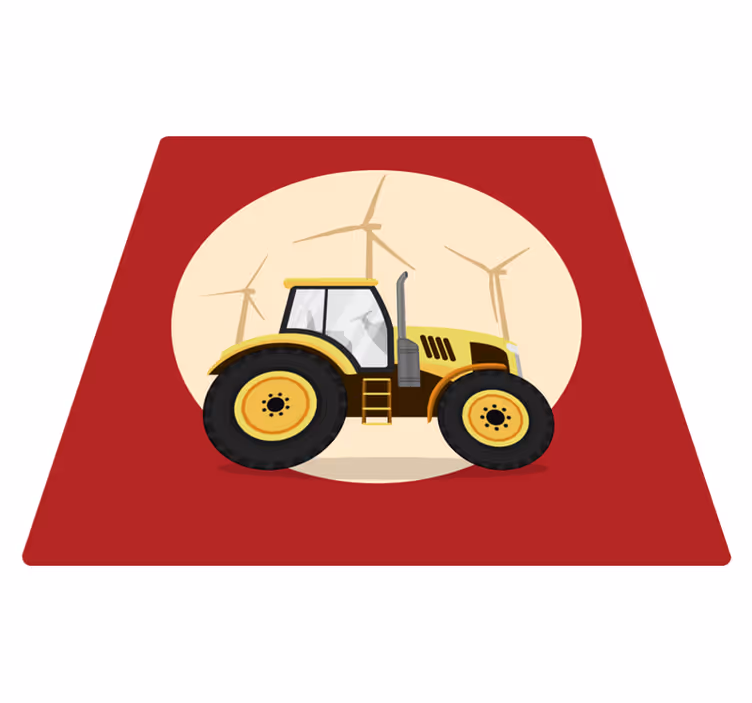 Gul og rød traktor barn vinyl teppe - Tenstickers