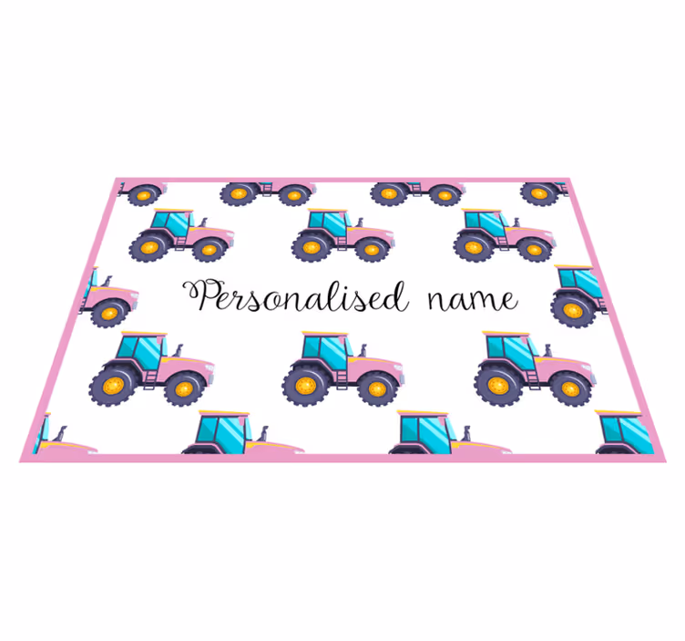 Rosa personlig traktor personlig matte - Tenstickers