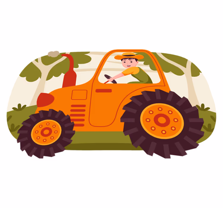 Vanlig oransje traktor barn vinylteppe - Tenstickers