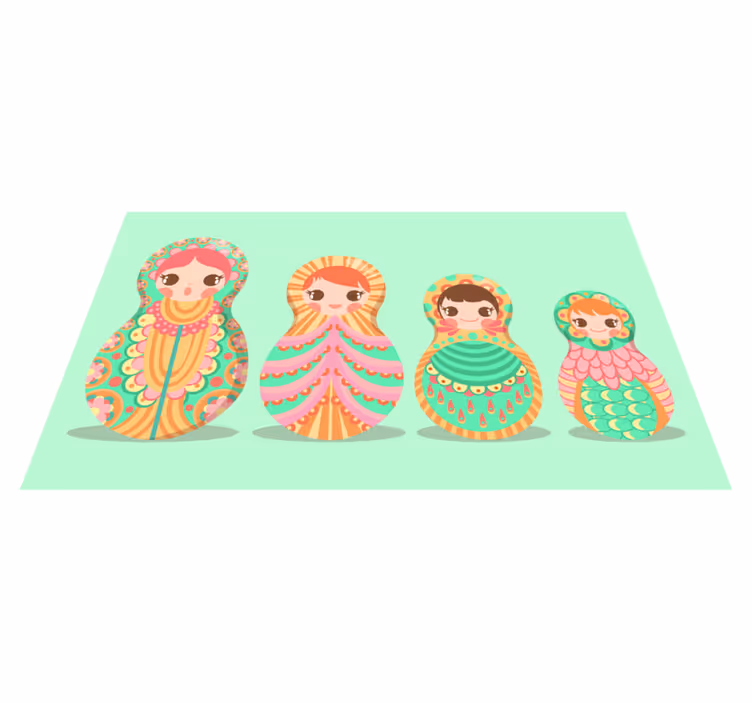 Russisk dukke polka dots barn vinyl teppe - Tenstickers