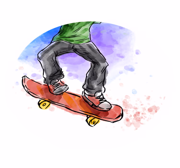 Akvarell skateboarding ungdoms vinylteppe - Tenstickers