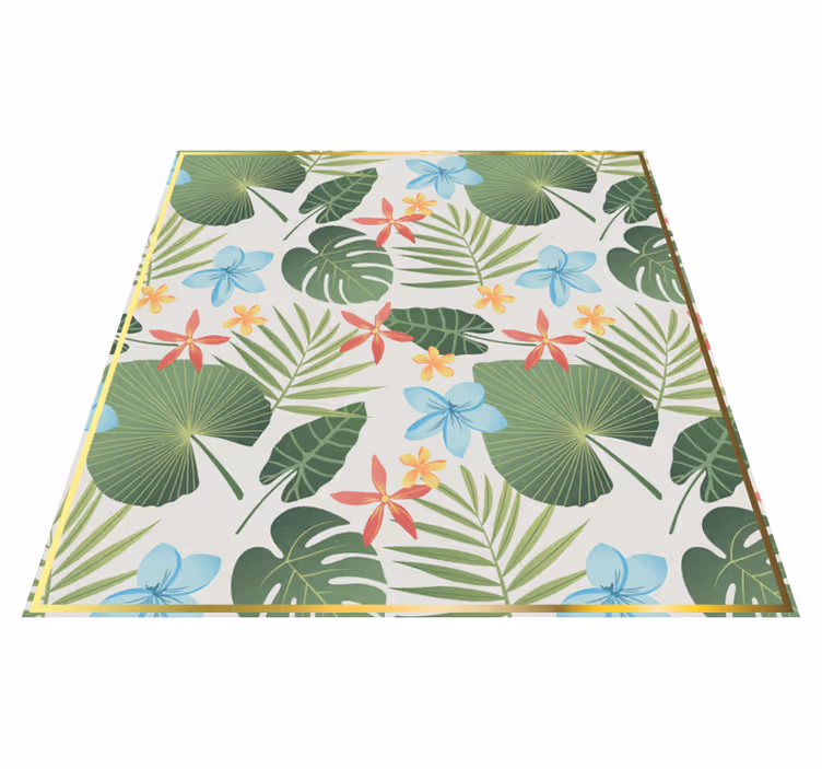 Tropisk blomsterdesign vinyl teppe blomster og planter - Tenstickers