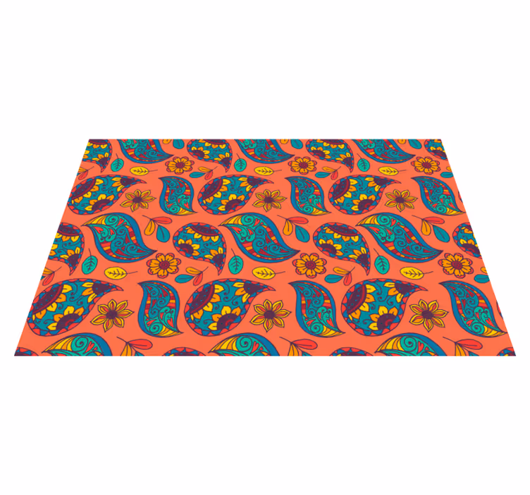 Floral paisley mønster vinyl teppe blomster og planter - Tenstickers