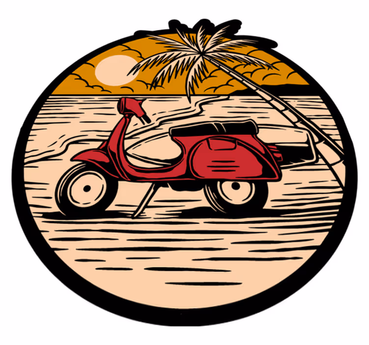 Tropisk scooterscene Vinyl teppe flere barn - Tenstickers