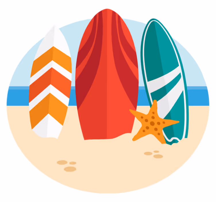 Surfebrett på stranden natur vinylteppe - Tenstickers
