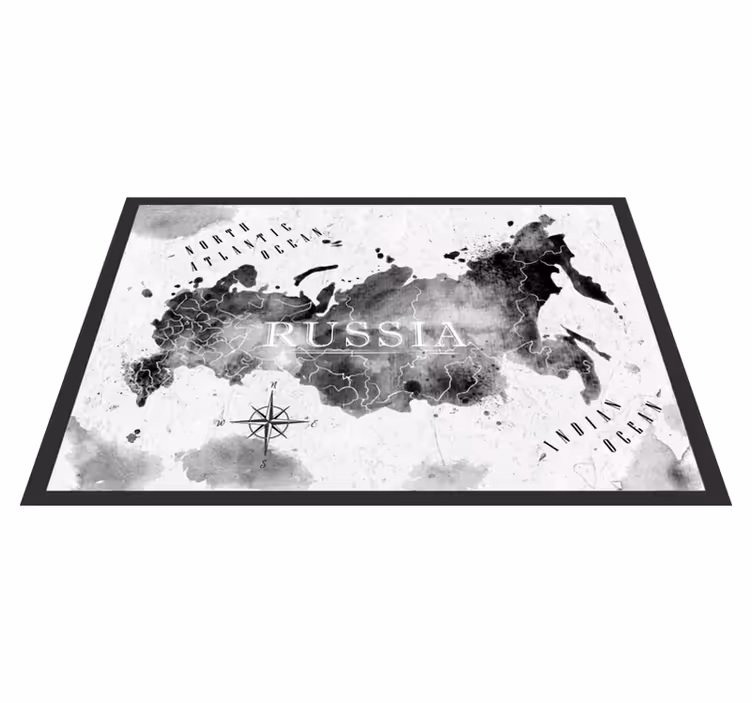 Monokromt verdenskart vinyl teppe verdenskart - Tenstickers