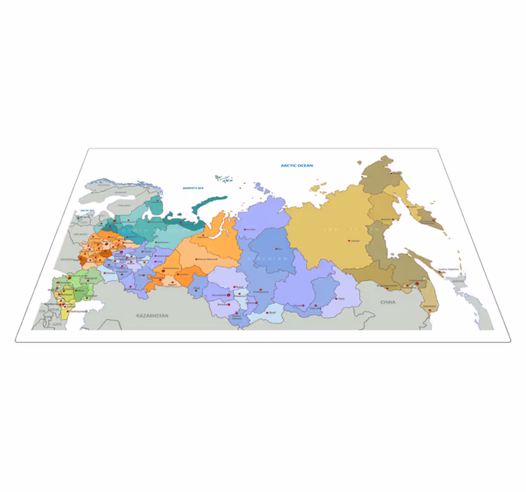 Russiske regioner vinyl teppe verdenskart - Tenstickers