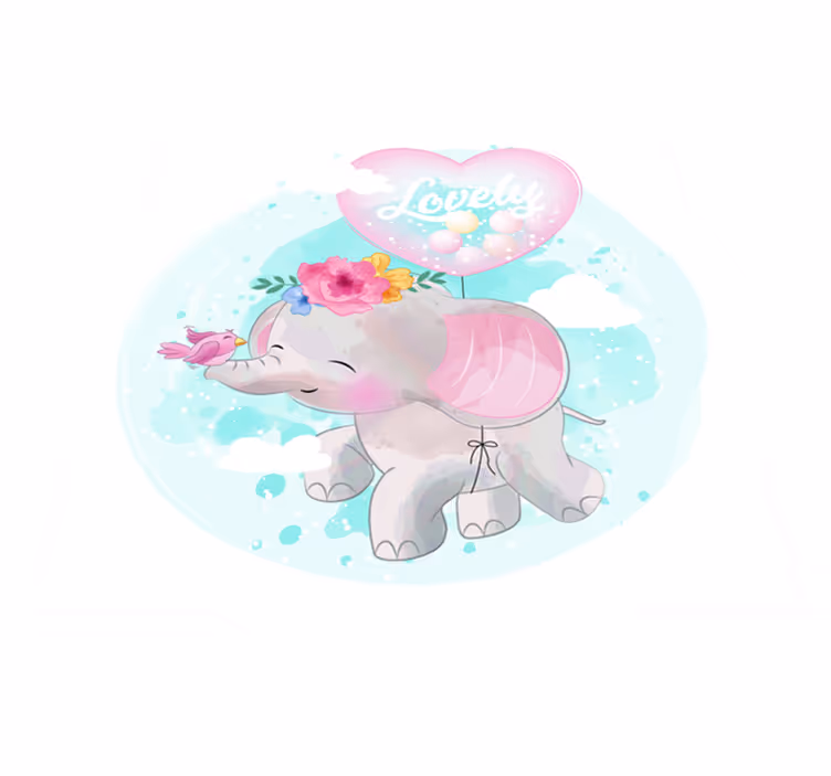 Barnlig elefantillustrasjon vinyl teppe baby - Tenstickers