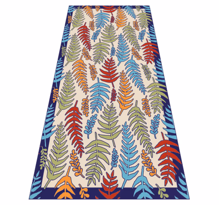 Botaniske striper vinyl teppe blomster og planter - Tenstickers