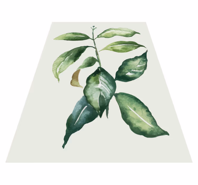 Botanisk blad illustrasjon vinyl teppe blomster og planter - Tenstickers