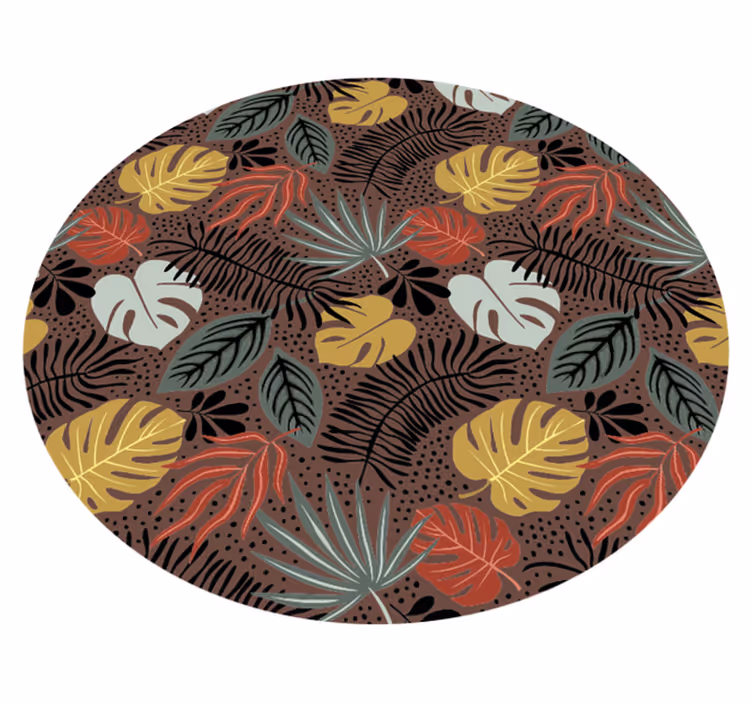 Tropisk bladillustrasjon vinyl teppe natur - Tenstickers