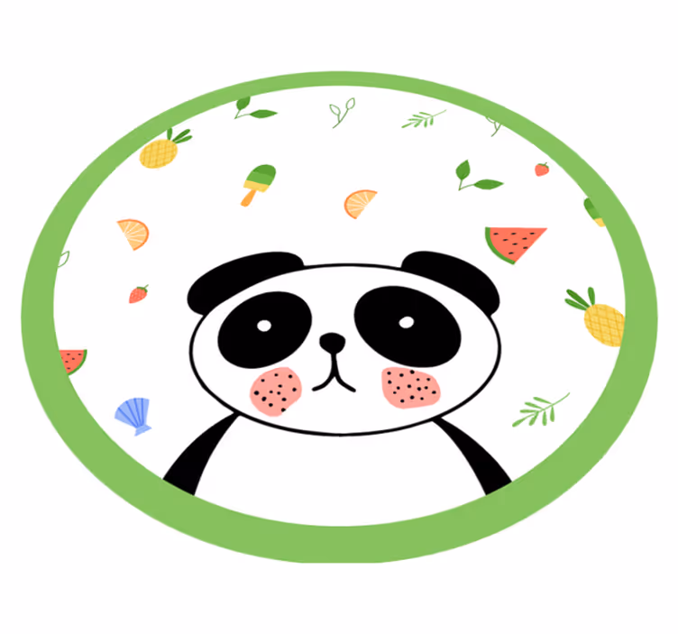 Søt pandasirkel vinyl teppe spedbarn - Tenstickers
