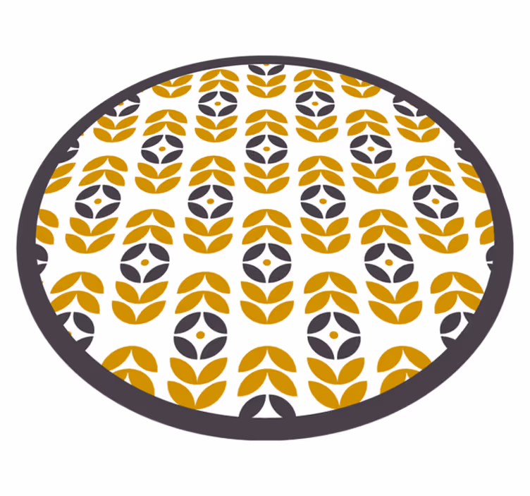 Stilig bladmønster vinyl teppe rund - Tenstickers