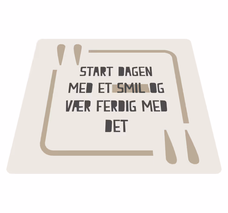 Start dagen med et smil sitat vinylteppe - Tenstickers