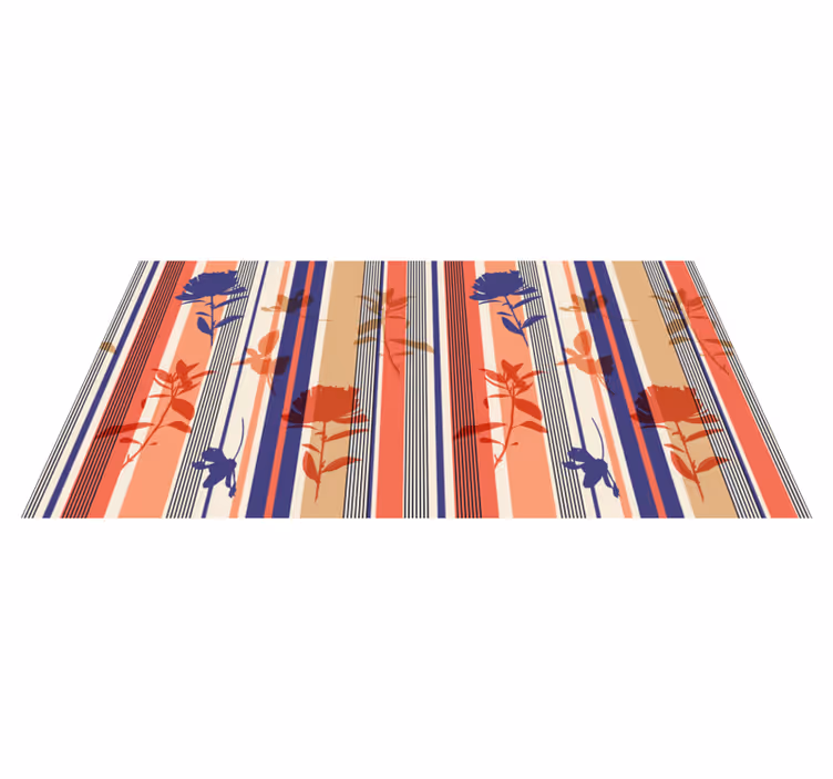 Striper med blomster striper teppe - Tenstickers