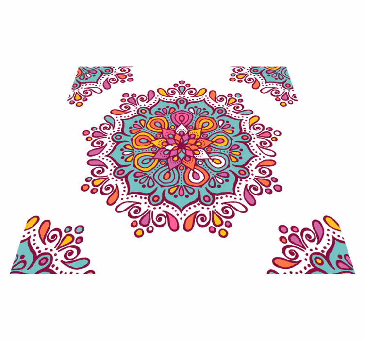 Fargerikt intrikat mønster vinyl teppe mandala - Tenstickers
