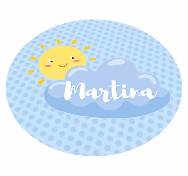 Sol og sky med navn Vinyl teppe flere barn - Tenstickers
