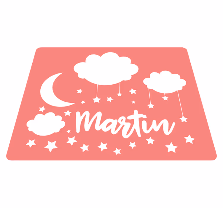 Søt natthimmel med navn Vinyl teppe flere barn - Tenstickers
